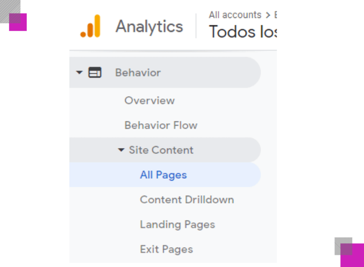 behavior site content all pages route on google analytics